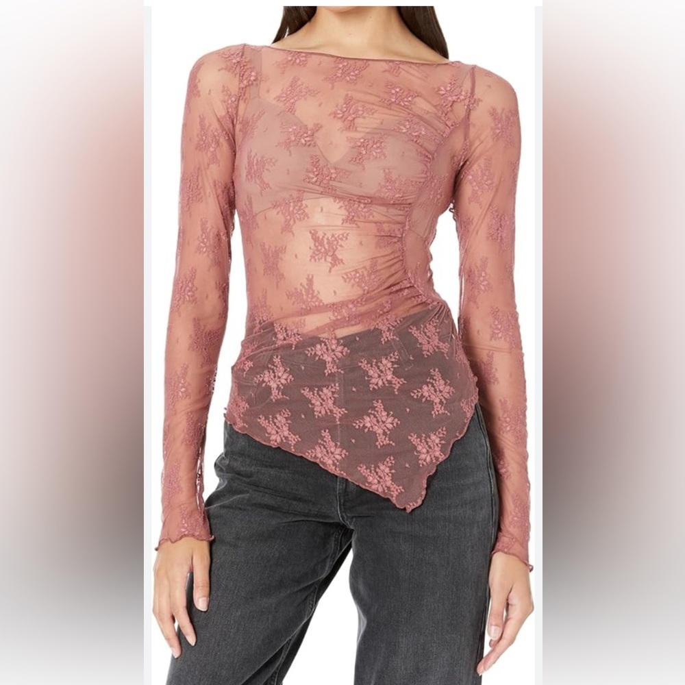 Free People Women’s Sheer Long Sleeve Top Large